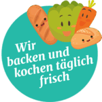 Button mit Illustrationen zum Thema frisches Backen und Kochen bei der Kinderkrippe Seepfärdli